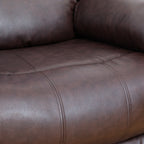  Brown 3-Seater Reclining Sofa - Air Leather Upholstery with High-Elastic Sponge for Living Room & Office
