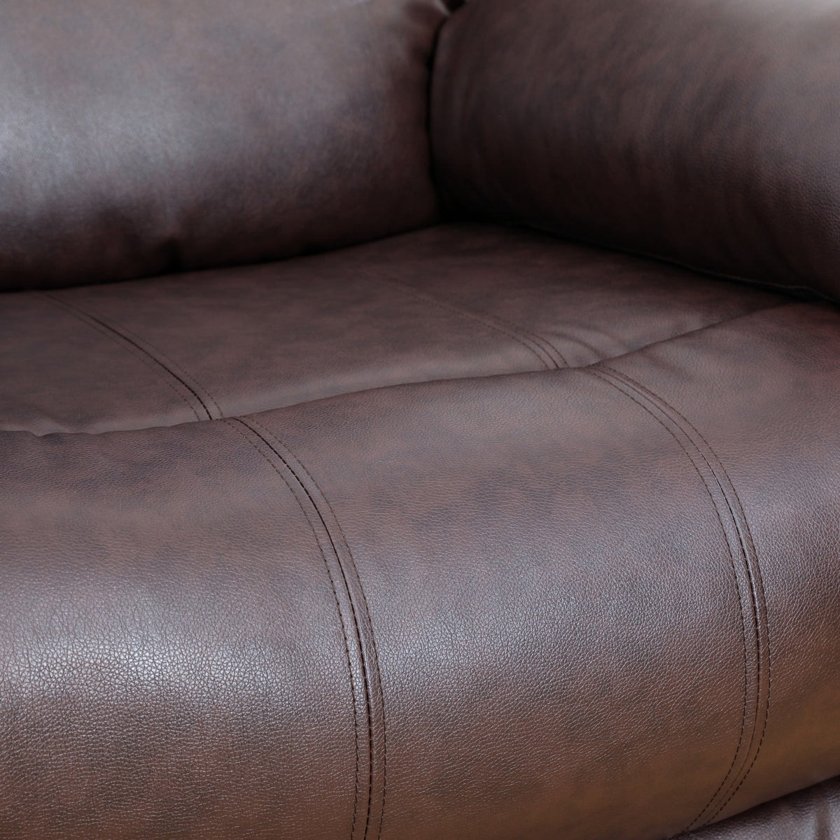  Brown 3-Seater Reclining Sofa - Air Leather Upholstery with High-Elastic Sponge for Living Room & Office