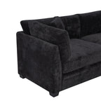Christopher Knight Home 83.5" Modern 3-Seater Sofa with Flared Arms and Pillows, Chenille Upholstery, Black