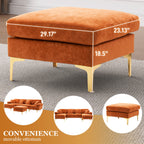 Wiilayok U Shaped Sectional Sofa,Velvet Modular 4 Seat Sofa Couch,114 inch L-Shaped Couch Set with Chaise Lounge, Ottoman& Pillows for Living Room,Orange
