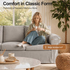 Vorthio Life 89" Farmhouse 3-Seater Sofa, Deep Seat Couch with High Back Support, Washable Removable Cover, Rolled Arms, Gray