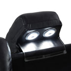  Black 3-Piece Multifunctional Smart Sofa with Console & Cup Holders, Solid Wood Frame, Double-Layer Springs and Air Leather