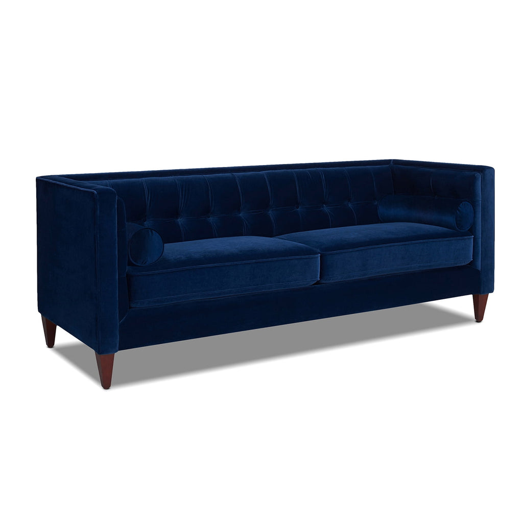 Jack 84" Tufted Tuxedo Sofa Double Cushion Navy Blue