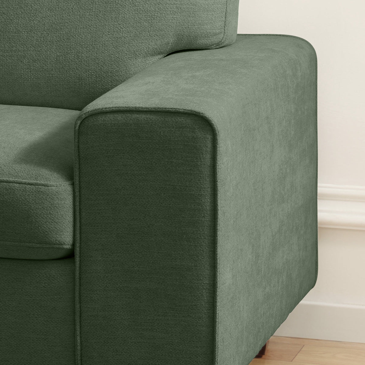 Poshby 88.58''W Sectional Sofa 3 Seater Couch with Chenille, Modern Square Arm for Living Room, Light Green
