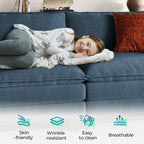LINSY Home Modular Sectional Sofa for Living Room, U-Shaped Cloud Sofa Couch with Corduroy Fabric, 4 Seater Sofa Couch with 2 Ottomans, Blue