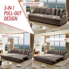  Pull Out Sofa Bed King Size, 82" Loveseat Sofa with Bluetooth Speakers, USB Ports, Side Pockets, Corduroy Sofa Couch Convertible Sofa Bed for Living Room Brown