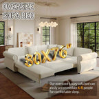 FFH 88.2" Sectional Sofa with Pull Out Bed, Convertible Sleeper Sofa, 5 Seater Chenille Couch for Living Room, Beige