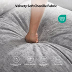  111" Modular Sectional Sofa with 2 Movable Ottomans, U-Shaped Oversized 3-Seat Chenille Cloud Sofa with 5 Pillows for Living Room, Gray