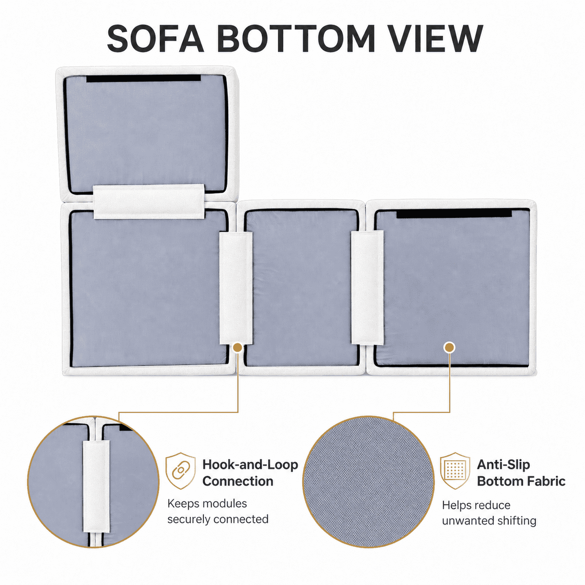 Boneless Modular Sectional Cloud Couch, Compressed Sofa in a Box with Deep Seat & Oversized Chaise, L-Shaped Chenille Sofa for Living Room(White)