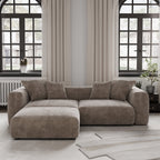 bokifol 2 Seater Modular Sectional Sofa,102" L Shaped Comfy Cloud Couch Sectional Sofa,Corduroy Sofa Sleeper Deep Seat Sofa with Throw Pillows for Living Room,Brown
