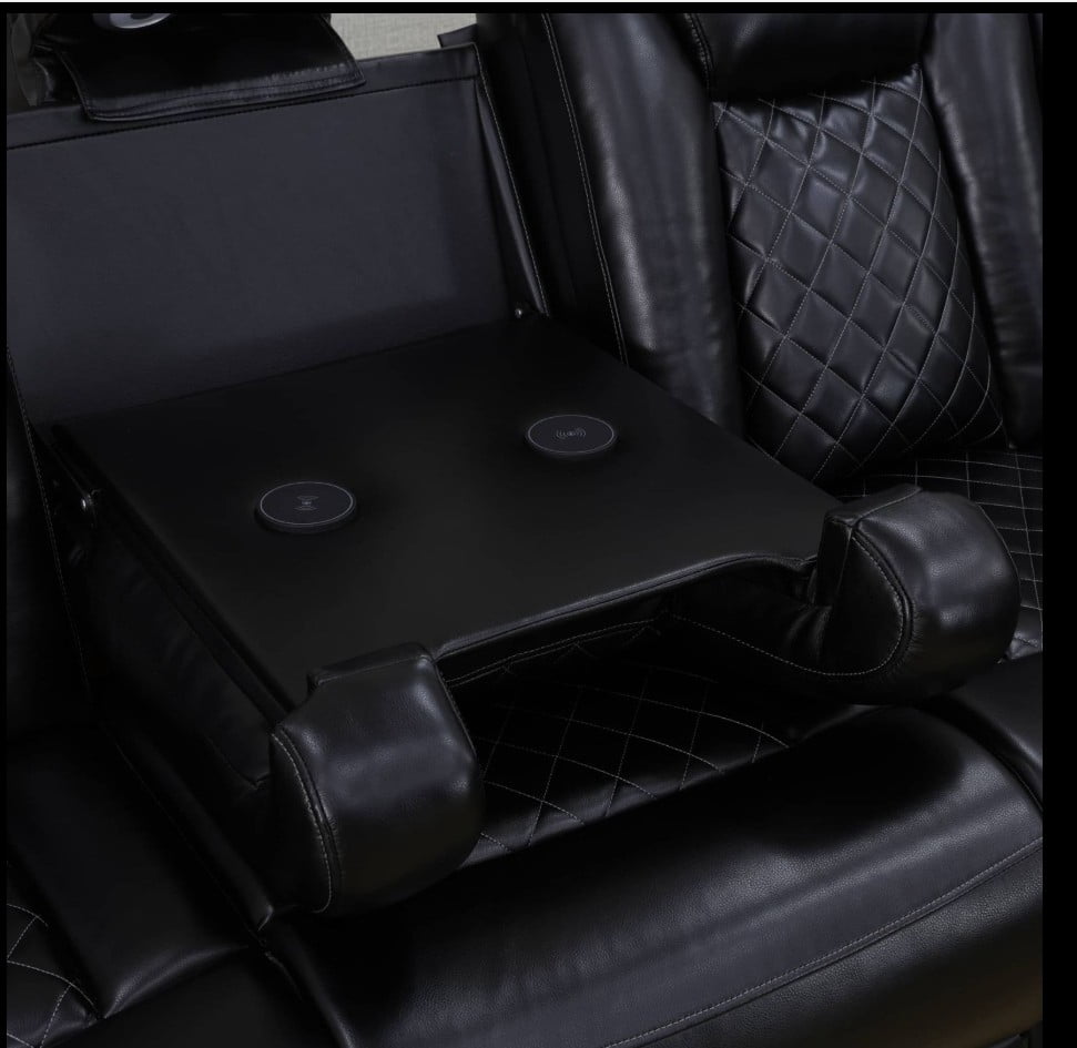 Black Breathing Leather 3-Piece Living Room Recliner Sofa