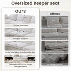 The Magic Home 118" Sofa Couch, Cloud Modular Sectional Sofa with Removable Storage Ottoman, L Shaped Linen Modern Comfy for Living Room, Apartment, Office, DIY Combination, 3 Seater White Couch