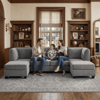 EPOWP Cloud Couch Modular Sectional Sofa 6 Seat 120" U Shaped Convertible Couch Polyester Thick Cushion with 2 Movable Ottomans and Toss Pillows Washable Removable Cover for Living Room,Dark Grey