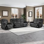  3-Piece Fabric Manual Recliner Sofa Set, Single Chair, Loveseat & 3-Seat Couch for Living Room Furniture