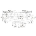Hommoo Flannel&PVC L Shaped Sectional Sofa, Sectional Couch Sofa, Modern Living Room Furniture Sets, Red(No Ottoman)