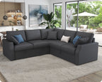 VANACC 85" L-Shaped Sleeper Sofa Bed with Storage, Grey Linen Couch