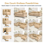 FFH 130" Oversized Modular Cloud Sofa, Cloud Sectional Couch for Living Room, 3 Seater Corduroy Sofa with Deep Seat, Easy Assembly, Camel