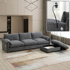 EPOWP L-Shaped Modular Sectional Sofa, Chenille Cloud Couch with Storage Ottoman, USB Charging Ports & Adjustable Phone Holder, 96.5" Deep Seat Comfy Couch for Apartment, Living Room, Office