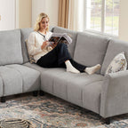  102" Convertible Sectional Sofa Couch,Upholstered Oversized Modern 6 Seat L Shaped Couch Corner Sofa Reversible Sofa Set for Living Room Apartment Office Studio