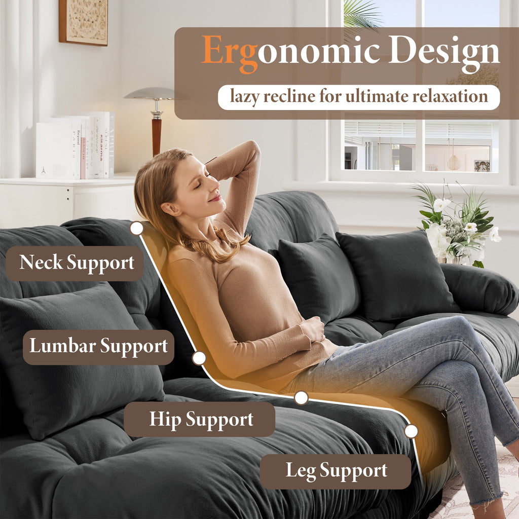 FFH 173.2" Modular Sectional Sofa, U Shaped Couch for Living Room, 4-Seater Comfy Cloud Couch with Deep Seat (Chenille Dark Gray, 4 Seater with 2 Ottomans)