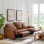  Allen 77" Powered Reclining Sofa, Cocoa Faux Leather