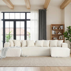  130" Boneless Couch, Modern Couches for Living Room, U-Shaped 4-Seat Modular Sofa with Chaise, Oversized, No Assembly, White
