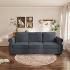 Muumblus Queen Size Pull Out Sofa Bed, 2-in-1 Convertible Sleeper Couches with Memory Foam Mattress, 3 Seat Sleeper Couch Beds for Living Room, Dark Gray