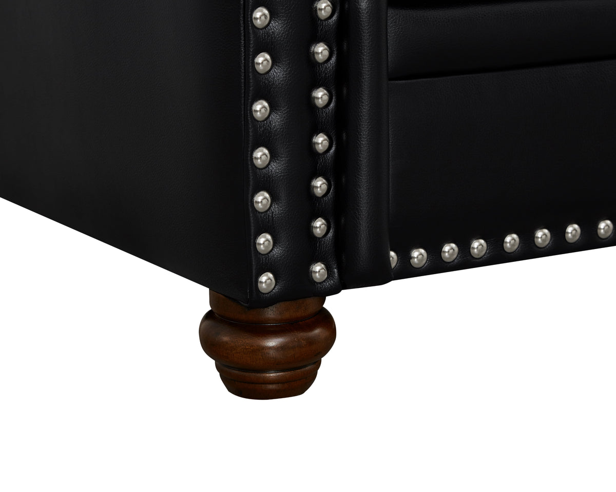 Classic Faux Leather Sofa, 3 Seaters Upholstered Couch with Nailhead Trim and Removable Cushions for Living Room Office Apartment