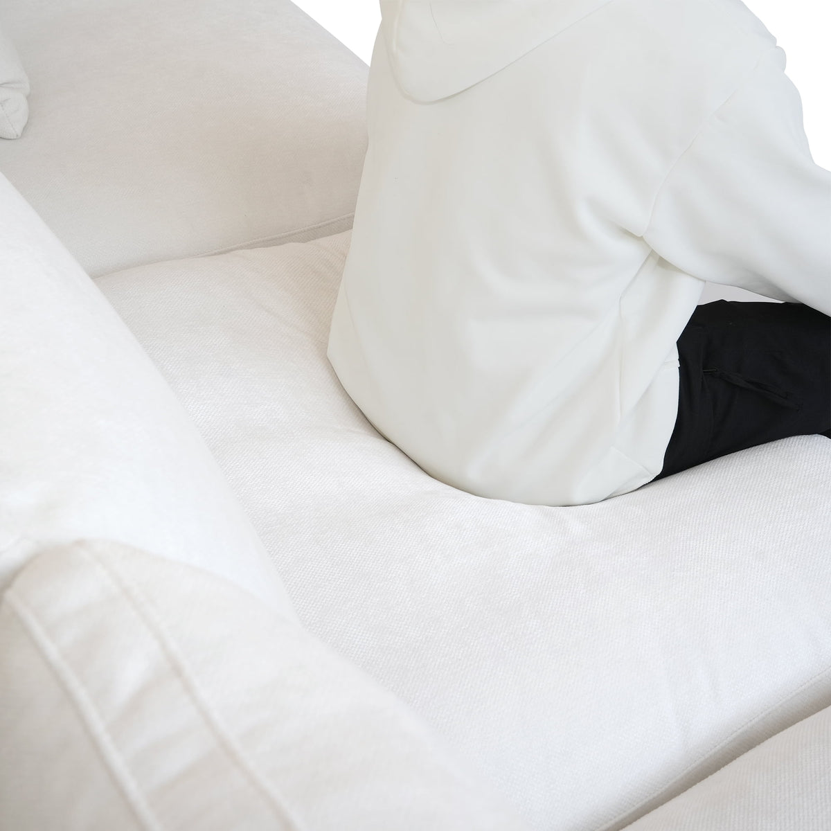 160" Cloud Couch Sectional for Living Room, Down Filled 4 Seater, Convertible Sofa Couch, White