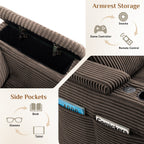 Wiilayok 110" Oversized U-Shaped Cloud Couch Sectional with Modular Design for Living Room: Comfy Corduroy, Ottoman, USB Port, Cup Holder, Armrest Storage, Side Pocket, Brown