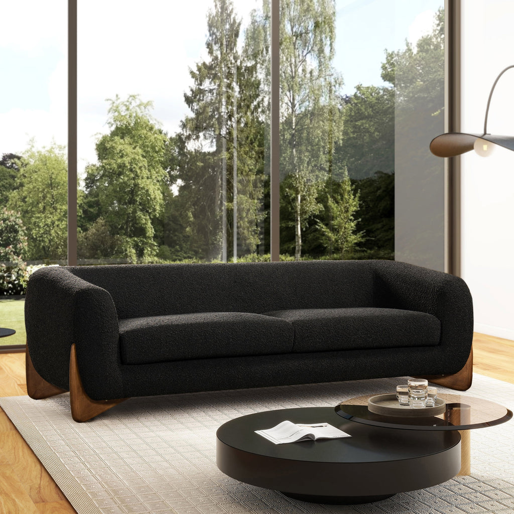 Alpine 90" Sherpa Sofa Ebony Black Boucle
