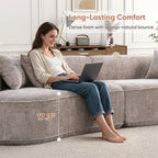 Muumblus 114" Oversized Curved Sofa, Modern Sectional Boneless Cloud Couch, No Assembly Required Floor Sofa for Living Room, Camel Boucle