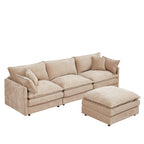Eyisean 102" Chenille Modular Sectional Sofa with Ottoman, 3-Seater L Shape Cloud Couch with Upholstered & Pillow, Comfy Sleeper Sofa for Living Room, Bedroom, Office, Easy Assembly
