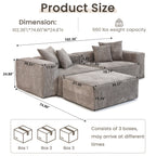 Magic Home Convertible Sectional Sofa Modular Couch,Modern Corduroy Sofa with Pillows for Living Room,Apartment and Small Space,2-Seat Sofa,Brown