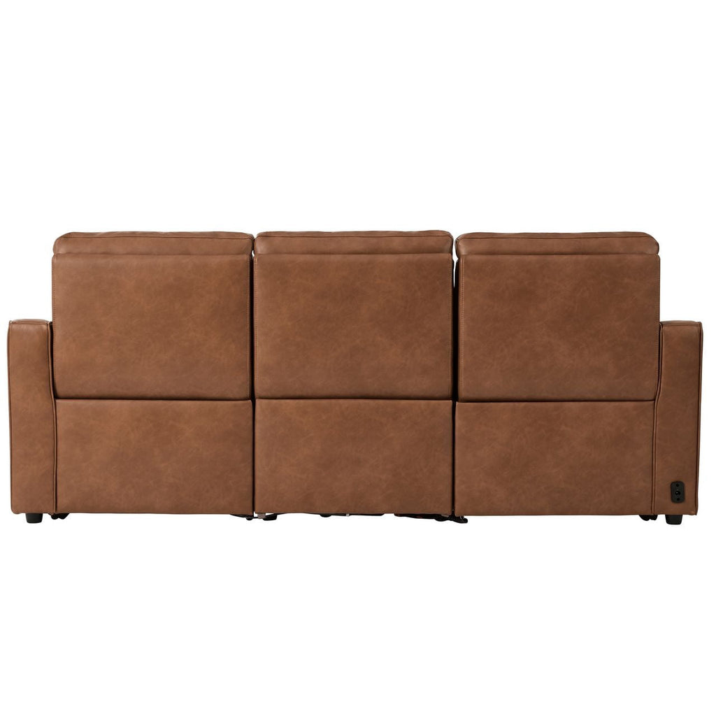  Allen 77" Powered Reclining Sofa, Cocoa Faux Leather