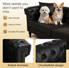  Sectional Sofa, 100" x 100" Chesterfield Sofa with Rolled Arms and Nailhead, 5 Seat Faux Leather Tufted Couch for Living Room Black