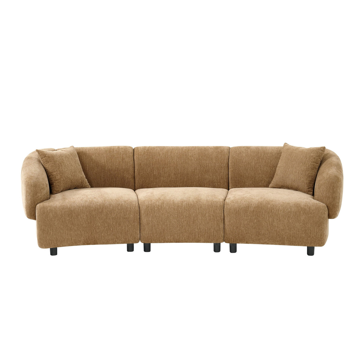 Christopher Knight Home 98.5" Curved Contemporary 3-Seat Sofa with Upholstered Plush Seating, Mocha