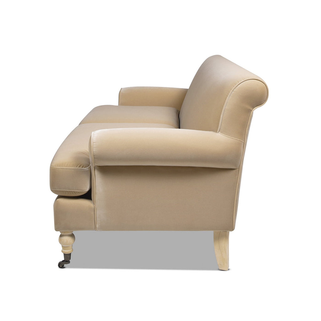 Jennifer Taylor Home Alana 88" Lawson Living Room Two-Cushion Tightback Sofa Couch with Metal Casters, Fawn Brown