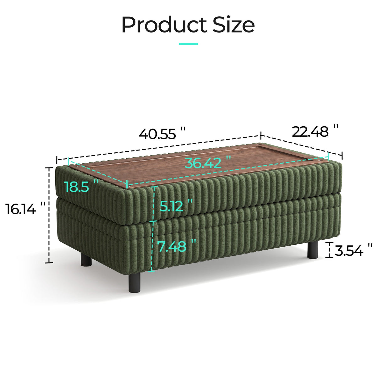  6 Seaterss Sectional Couches for Living Room, Sleeper Sofa Bed with Storage Seat, Pull Out Couch Bed with Ottoman, Dark Green