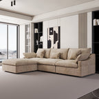 The Magic Home Modular Sofa & Sectional Sofa - L Shaped Deep Seat Cloud Couch in Soft Linen Blend Fabric,Perfect for Apartment & Small Space Living,3-seat Sofa with Ottoman,Khaki Couch
