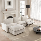 Sdorens Oversized Modular Sectional Sofa with Power Recliner,Cloud Heated Seat Reclining Couch,Charging Cup Holders,Deep L-Shaped 3 Seater with Ottoman,Beige