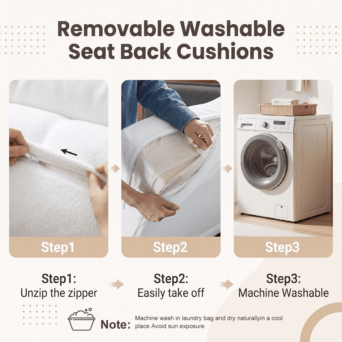 Boneless Modular Sectional Cloud Couch, Compressed Sofa in a Box with Deep Seat & Oversized Chaise, L-Shaped Chenille Sofa for Living Room(White)