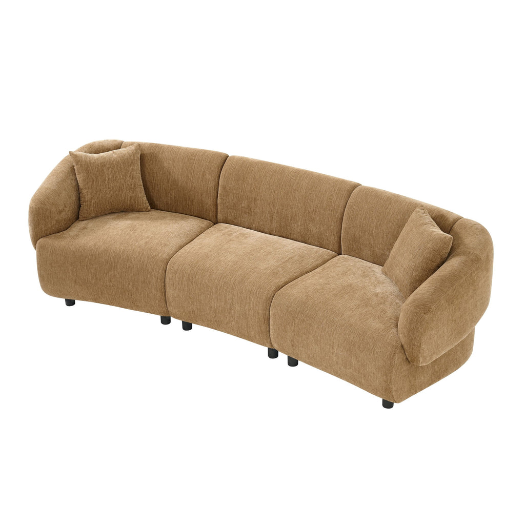 Christopher Knight Home 98.5" Curved Contemporary 3-Seat Sofa with Upholstered Plush Seating, Mocha