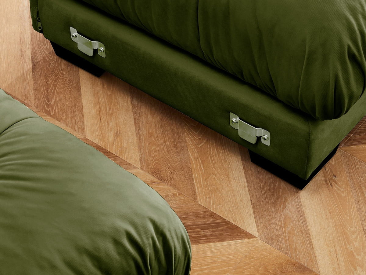 130"Oversized Couch, 3 Seater Modular Sectional Sofa, Olive Green Large U Shaped Sectional Couches for Living Room, Fluffy Couch Set, 3 Seater, Velvet Cloud Couch with Ottoman, Sofas for Living Room