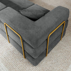  108" Modular Sectional Sofa Bed, Convertible Folding Sofa Bed, Modern Cloud Corduroy Boneless Sofa with Deep Seat, Fold-Out Futon Couch Bed for Living Room, No Assembly Required, Grey