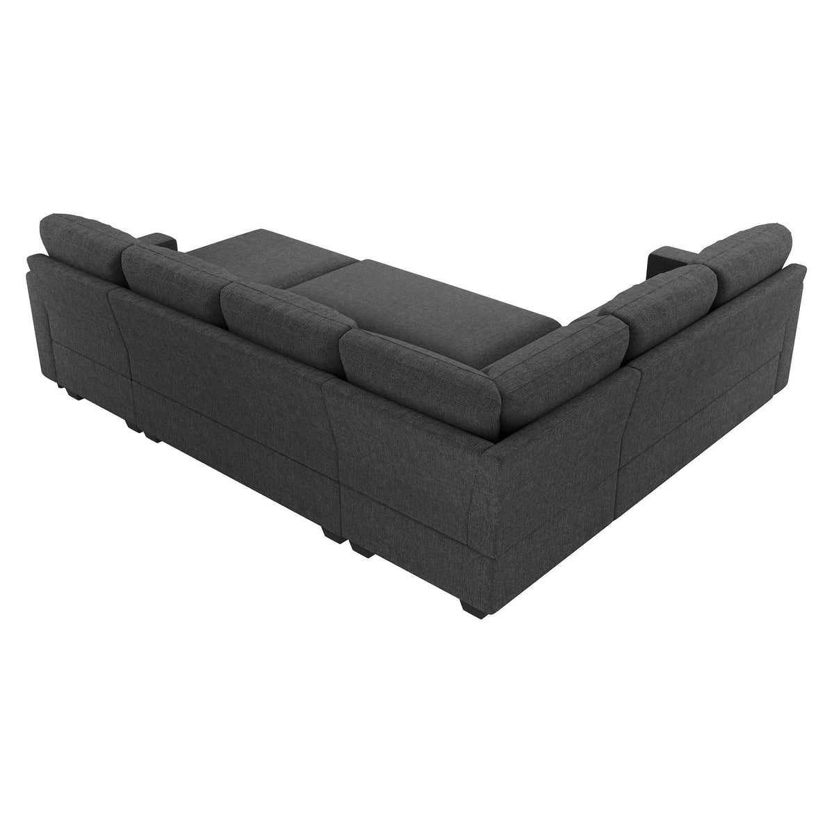 Marrber Modular Sectional Pull-Out Sofa Bed U-Shaped Linen Couch Bed with Storage for Living Room, Gray