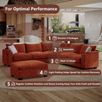 ZX Design 107.1" L-Shaped Modular Sectional Sofa, 6-Seater Deep Seat Couch with Storage Ottoman, Console, USB Type-C & Cup Holders for Living Room