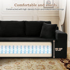 Muumblus Modular Sectional Sofa, Oversized U-Shape Cloud Couch, Modern Corduroy Sleeper Couches for Living Room, No Assembly Required, Black (Right Facing Chaise)
