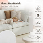 The Magic Home 118" Sofa Couch, Cloud Modular Sectional Sofa with Removable Storage Ottoman, L Shaped Linen Modern Comfy for Living Room, Apartment, Office, DIY Combination, 3 Seater White Couch