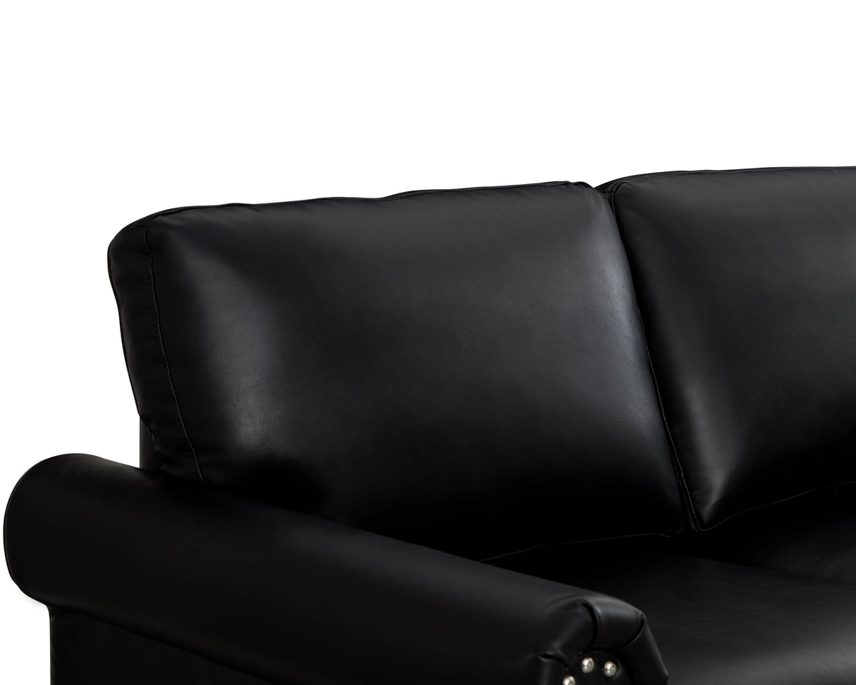 Classic Faux Leather Sofa, 3 Seaters Upholstered Couch with Nailhead Trim and Removable Cushions for Living Room Office Apartment